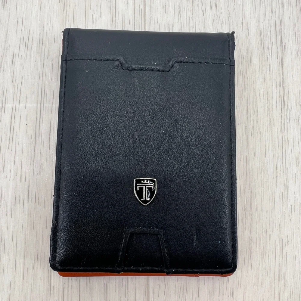 TRAVANDO Black Bi Fold Wallet Slim RFID Blocking Money Clip Card Holder‎